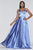 Faviana - S10209 Lace Up Back Satin V Neck Dress Evening Dresses 00 / Steel Blue