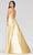 Faviana - S10211 Strappy Open Back Charmeuse A-Line Dress in Yellow