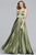 Faviana - S10211 Strappy Open Back Charmeuse A-Line Dress in Green