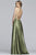 Faviana - S10211 Strappy Open Back Charmeuse A-Line Dress in Green
