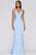 Faviana - S10226 Beaded Deep V-neck Neoprene Trumpet Dress Evening Dresses 00 / Cloud Blue