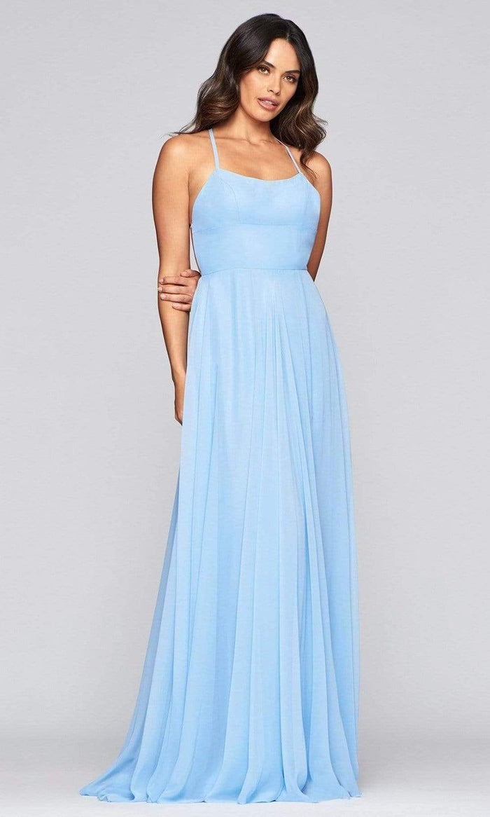 Faviana - S10233 String Back Empire Waist A-Line Chiffon Dress Prom Dresses 00 / Cloud Blue