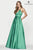 Faviana - S10252 Sleeveless V-neck Satin Ballgown Special Occasion Dress 00 / Jade