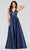 Faviana - S10252 Sleeveless V-neck Satin Ballgown Special Occasion Dress 00 / Navy