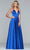 Faviana - S10252 Sleeveless V-neck Satin Ballgown Special Occasion Dress 00 / Royal