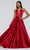 Faviana - S10252 Sleeveless V-neck Satin Ballgown Special Occasion Dress 00 / Ruby