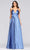 Faviana - S10255 Stretch Matte Satin V-neck A-line Dress Prom Dresses 00 / Steel Blue