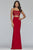 Faviana - S10272 Beaded Applique Two-Piece Sheath Gown Prom Dresses 00 / Red