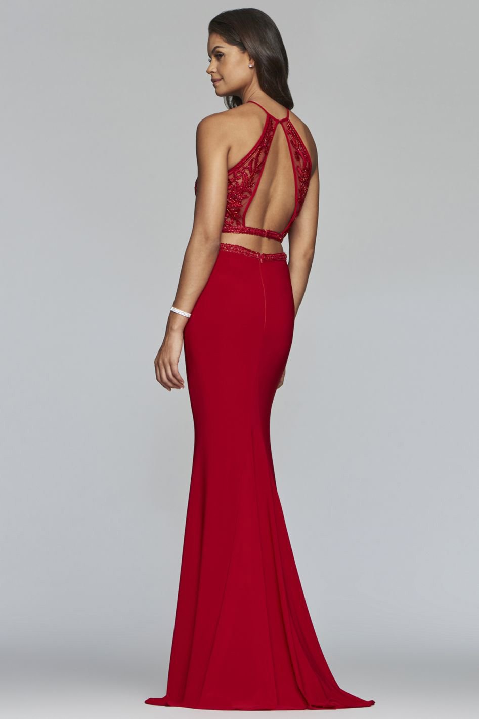 Faviana - S10272 Beaded Applique Two-Piece Sheath Gown – Couture Candy