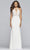 Faviana - S10296 Applique Halter Neck Matte Stretch Crepe Fitted Dress Special Occasion Dress 0 / Ivory