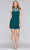 Faviana - S10355 Jewel Neck Jersey Sheath Dress With Cutouts Special Occasion Dress 0 / Forest Green