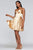 Faviana - S10363 Pleated V-neck A-line Cocktail Dress Special Occasion Dress 0 / Gold