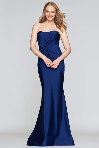 Faviana - S10381 Long Stretch Charmeuse Dress Formal Gowns 00 / Navy
