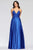 Faviana - S10400 Beaded Lace V Neck Flowy Satin Gown Prom Dresses 00 / Royal