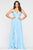 Faviana - S10413 Plunging V-neck Chiffon A-line Dress Prom Dresses 00 / Cloud Blue