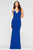 Faviana - S10418 Plunging Lace Up Back Sheath Dress Pageant Dresses 00 / Royal