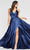 Faviana - S10429 Pleated Sleeveless V-neck Satin Gown - 1 pc Navy In Size 6 Available CCSALE 6 / Navy
