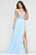 Faviana - S10431 Embroidered Plunging Sheer Bodice High Slit Dress Prom Dresses 00 / Cloud Blue