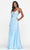 Faviana - S10435 Illusion Plunging V Neck Beaded Waist A-Line Dress Prom Dresses 00 / Cloud Blue