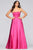 Faviana - S10439 Strapless Lace Up Back High Slit Dress Prom Dresses 00 / Hot Pink