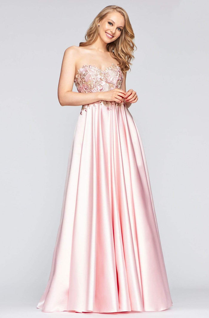 Faviana - S10443 Charmeuse Strapless Long Dress Prom Dresses 00 / Pale Pink