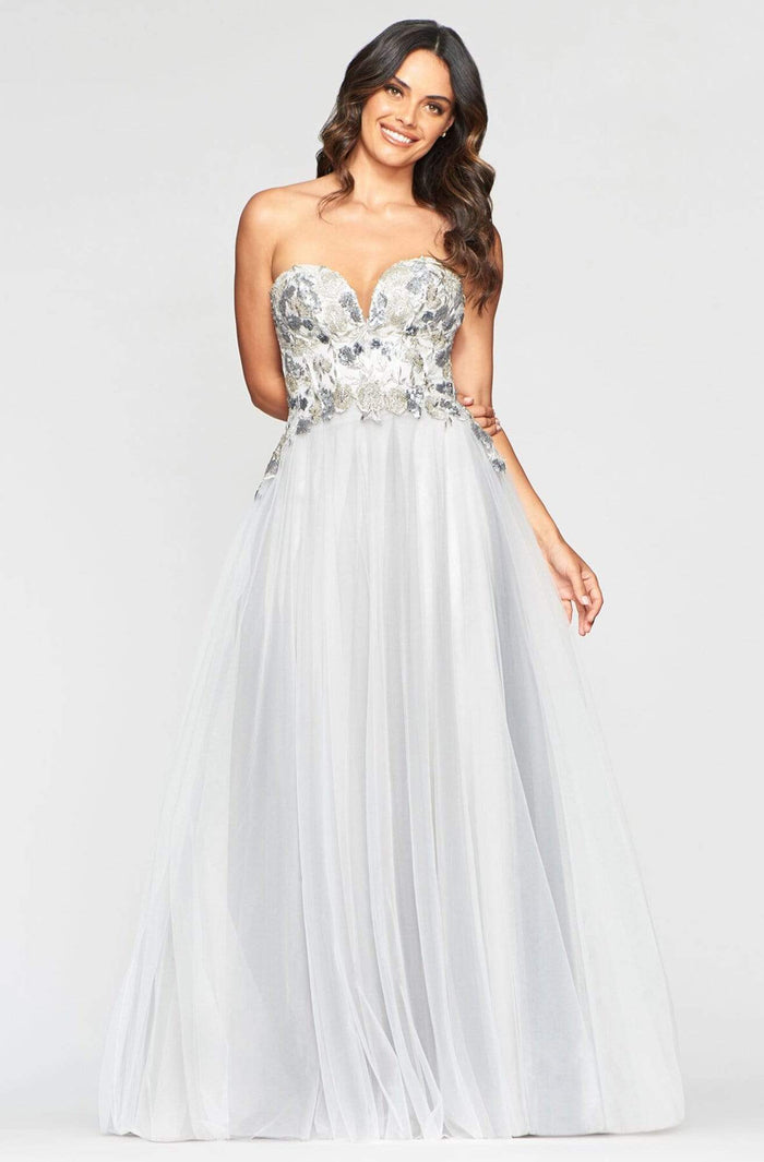 Faviana - S10446 Sweetheart Fit and Flare Long Dress Evening Dresses 00 / Ivory/Grey