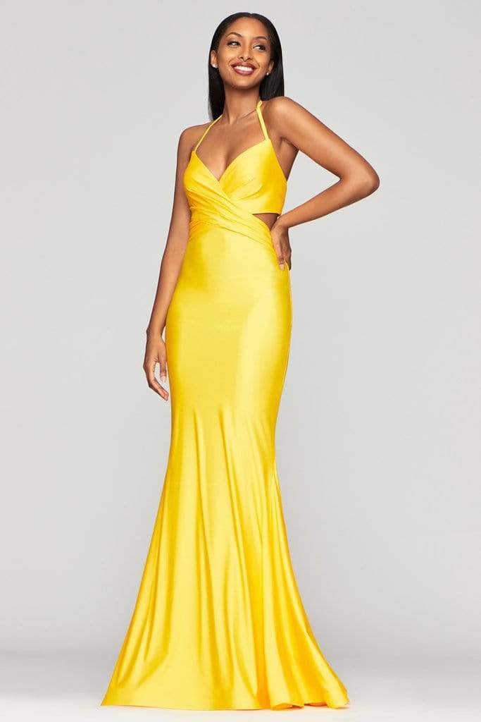 Faviana - S10448 Crisscross Bodice Charmeuse Mermaid Dress Evening Dresses 00 / Daffodil