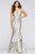 Faviana - S10454 Deep V-neck Metallic Jersey Trumpet Dress Prom Dresses 00 / Silver/Gold