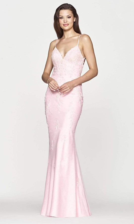 Faviana - S10633 V-Neck Open Back Trumpet Gown