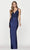 Faviana - S10639 Lace V-Neck Bodice Gown Evening Dresses 00 / Navy