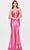 Faviana S10801 - Deep V-Neck Satin Evening Gown Evening Dresses 00 / Lipstick
