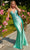 Faviana S10801 - Deep V-Neck Satin Evening Gown Evening Dresses 00 / Mint
