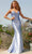 Faviana S10801 - Deep V-Neck Satin Evening Gown Evening Dresses 00 / Shimmer Peri
