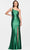 Faviana S10811 - Asymmetric Neck Seamed Evening Gown Evening Dresses 00 / Dark Emerald