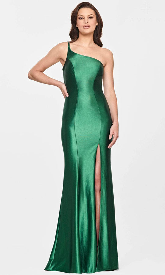 Faviana S10811 - Asymmetric Neck Seamed Evening Gown