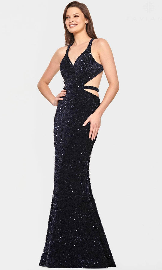 Faviana S10818 - Sequined V-Neck Evening Gown