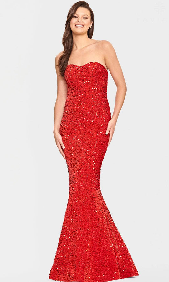 Faviana S10819 - Strapless Velvet Sequin Evening Gown