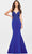 Faviana S10821 - Lace Appliqued V-Neck Evening Gown Evening Dresses 00 / Royal