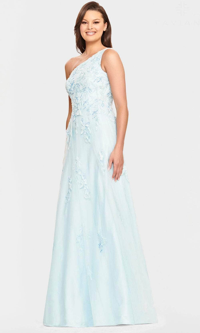 Faviana S10833 - Beaded Asymmetric Evening Dress Evening Dresses 00 / Light Blue