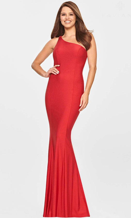 Faviana S10843 - Asymmetric Ruched Evening Dress