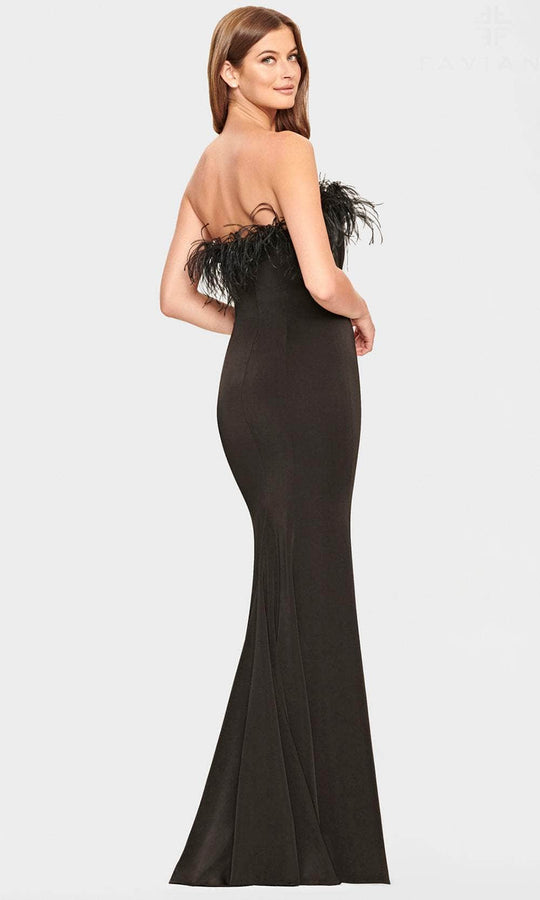 Faviana S10851 - Feathered Faille Satin Prom Dress