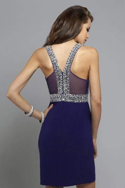Faviana - S7667 Crystal Embellished Plunging V-Neck Cocktail Dress
