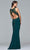 Faviana - s7999 Long jersey v-neck dress with side applique Prom Dresses
