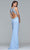 Faviana - s7999 Long jersey v-neck dress with side applique Prom Dresses
