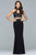 Faviana - Two Piece Lace High Halter Evening Dress 7967 - 1 pc Black In Size 0 Available CCSALE 0 / Black