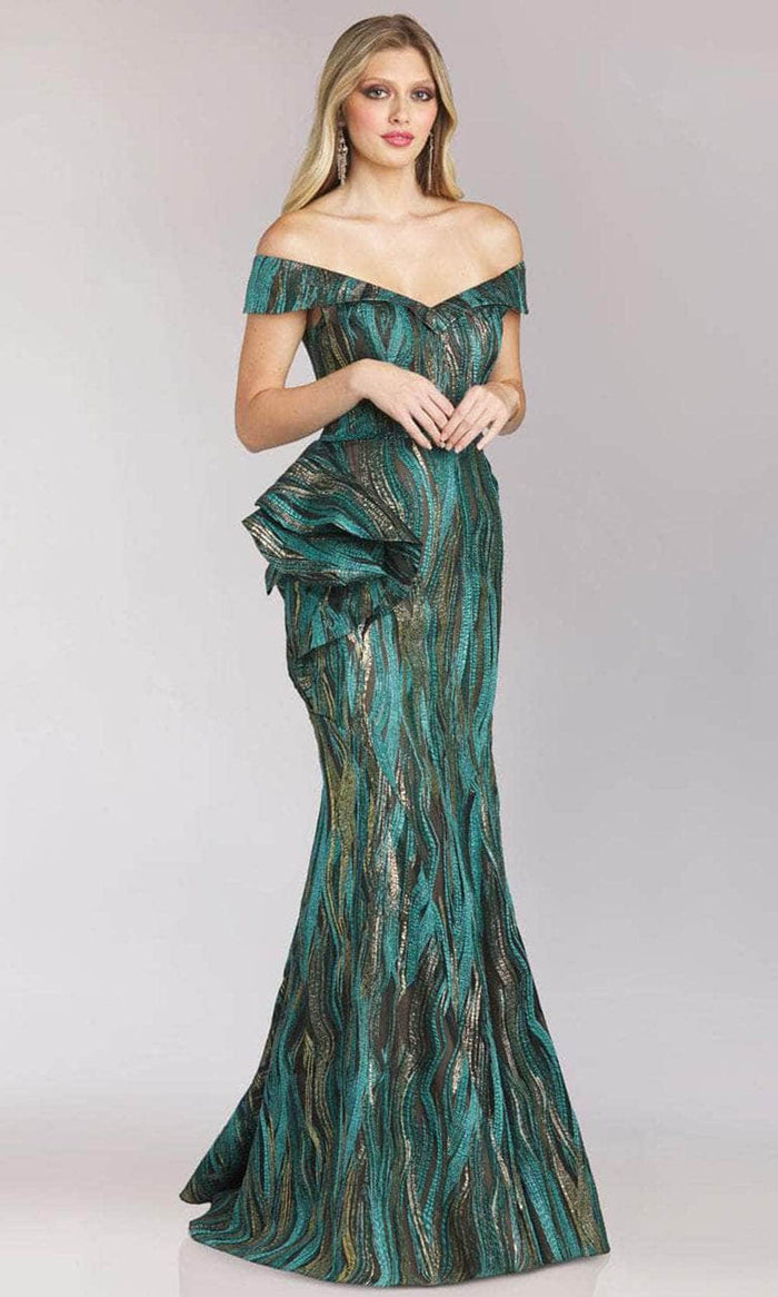 Feriani Couture 18213 - Ruffled Side Mermaid Dress Prom Dresses 8 / Teal