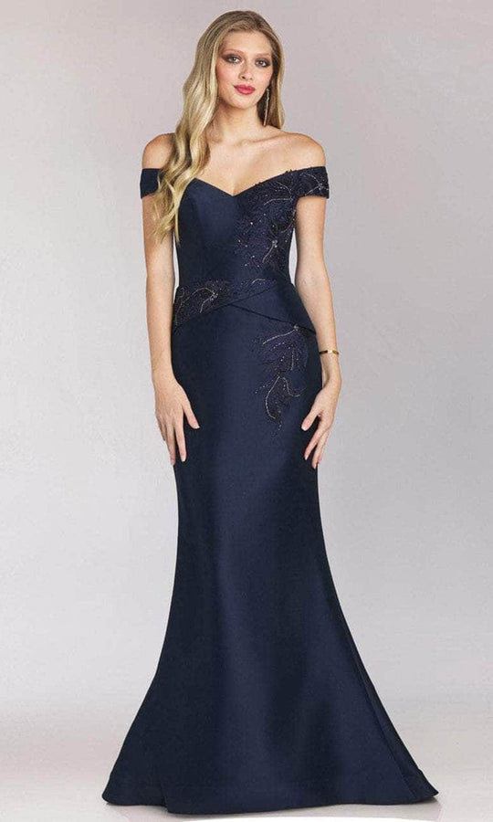 Feriani Couture 18214 - Off-Shoulder Metallic Trumpet Dress