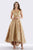 Feriani Couture - 18650 Cap Sleeve Embroidered High Low Gown Special Occasion Dress 2 / Gold