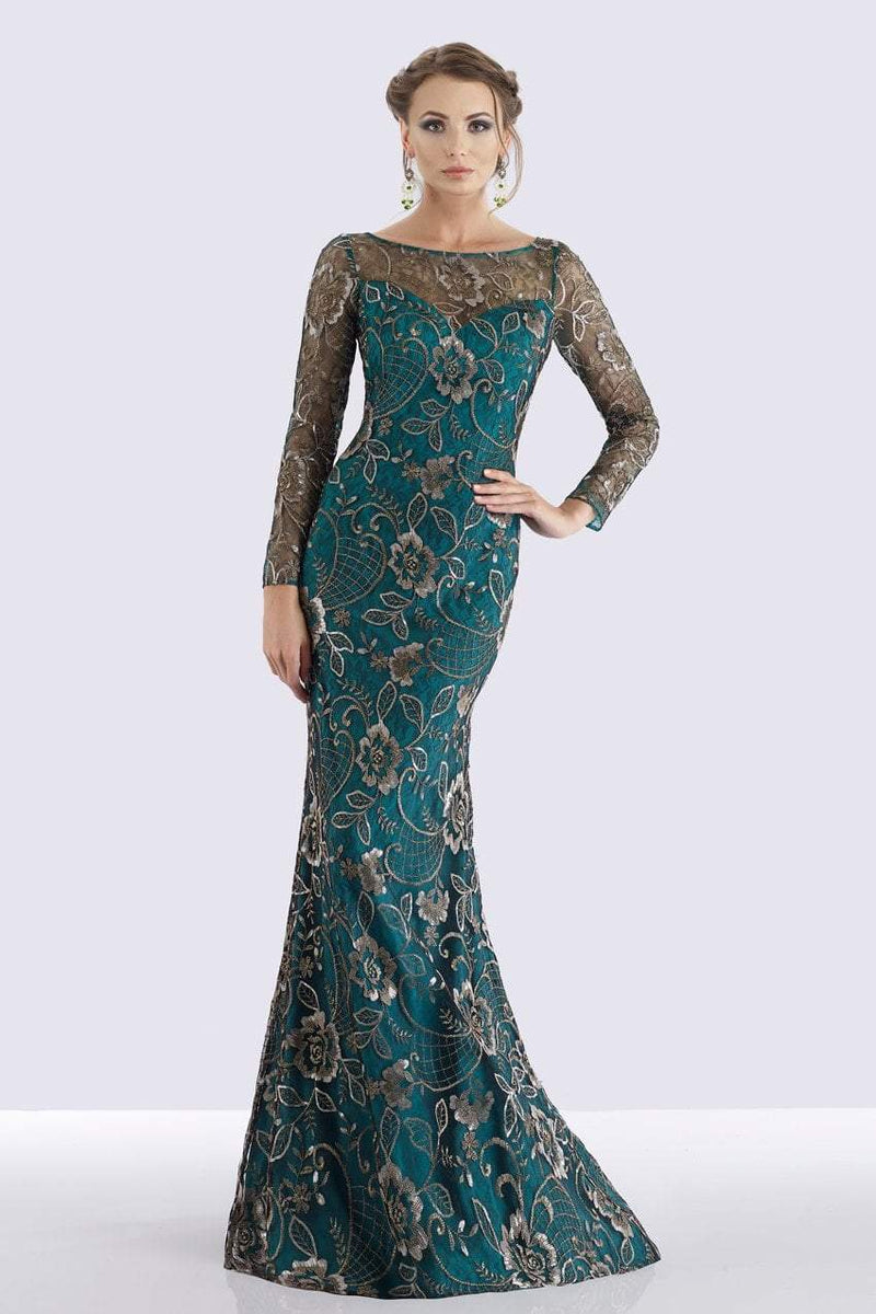 Feriani Couture - 18718 Floral Lace Long Sleeve Sheath Dress – Couture ...