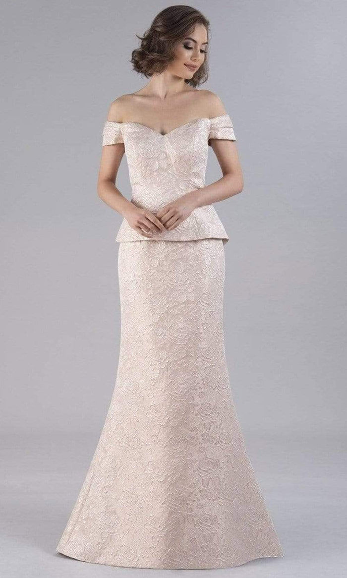 Feriani Couture - 20509 Off Shoulder Lace Mermaid Gown Mother of the Bride Dresses 6 / Champagne